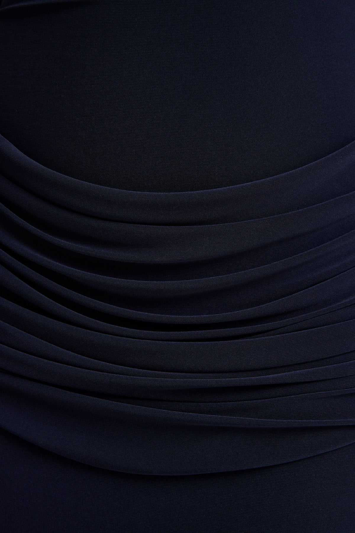 Hesperia | Navy High-Neck Maxi Dress With Draped-Detailing And Scarf