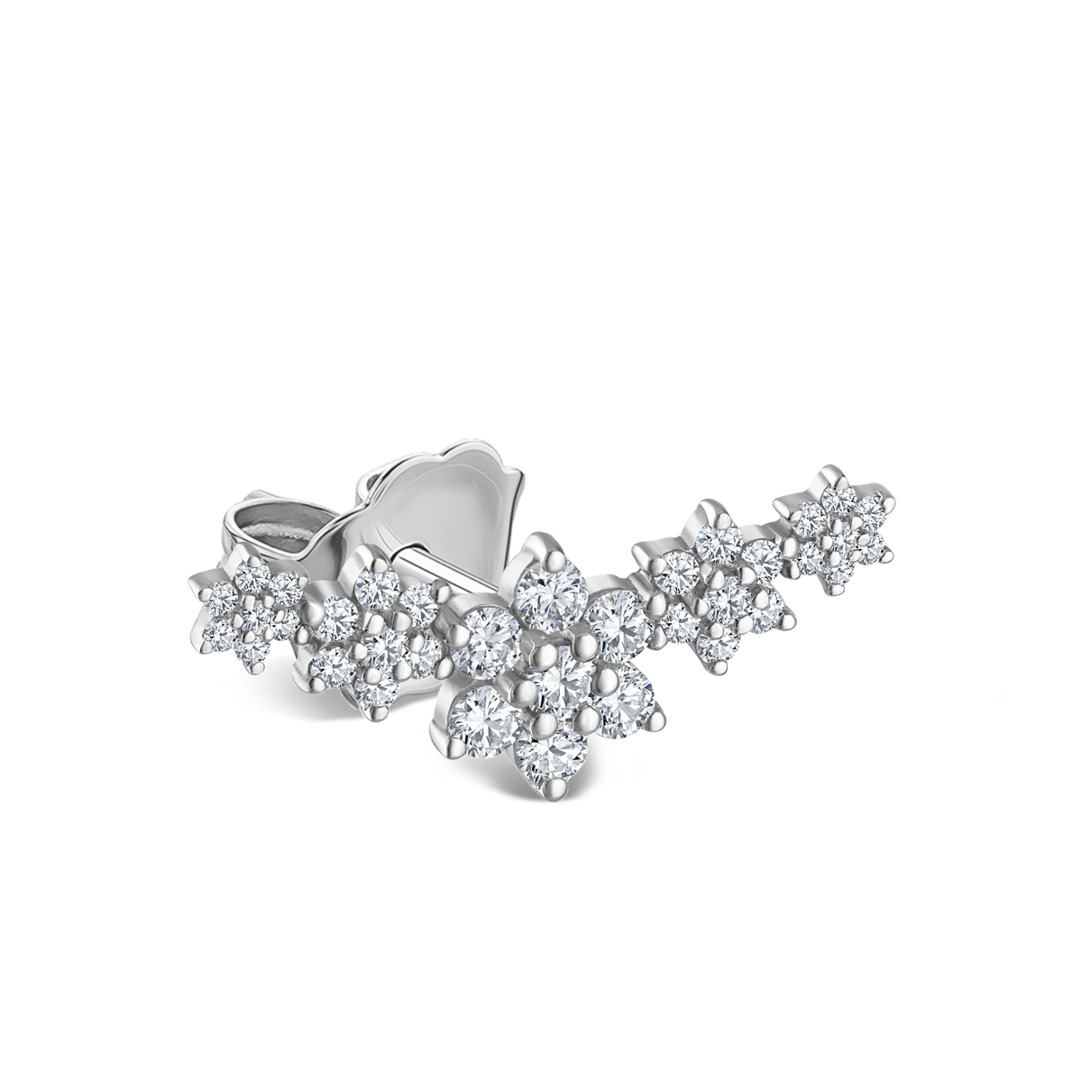 Diamond Five Flower Garland Stud Earring
