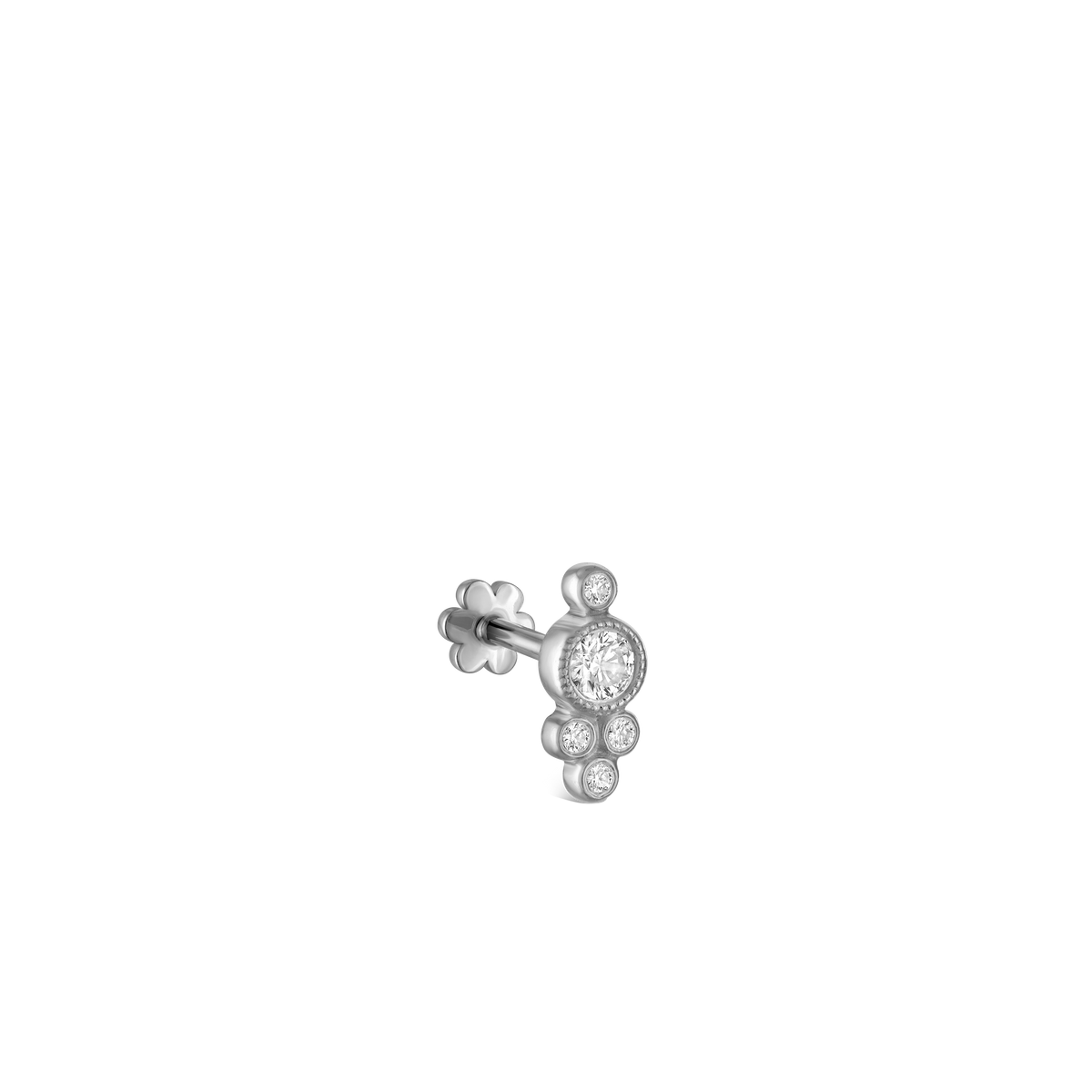 Diamond Four Ball Trinity Threaded Stud Earring
