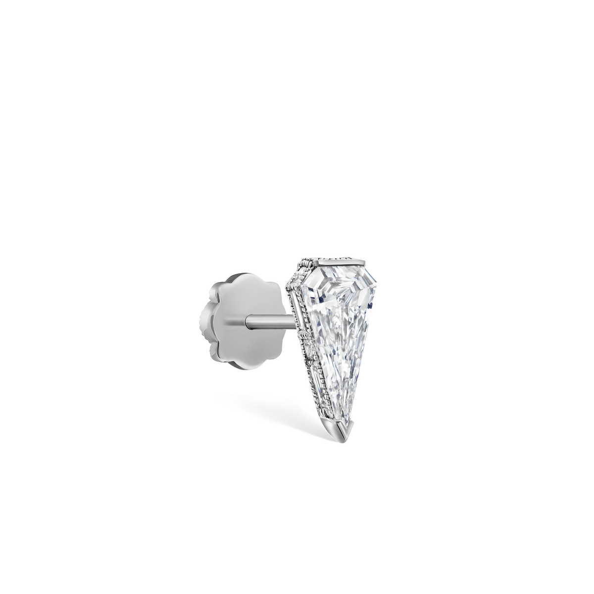 Engraved Silhouette Diamond Threaded Stud Earring