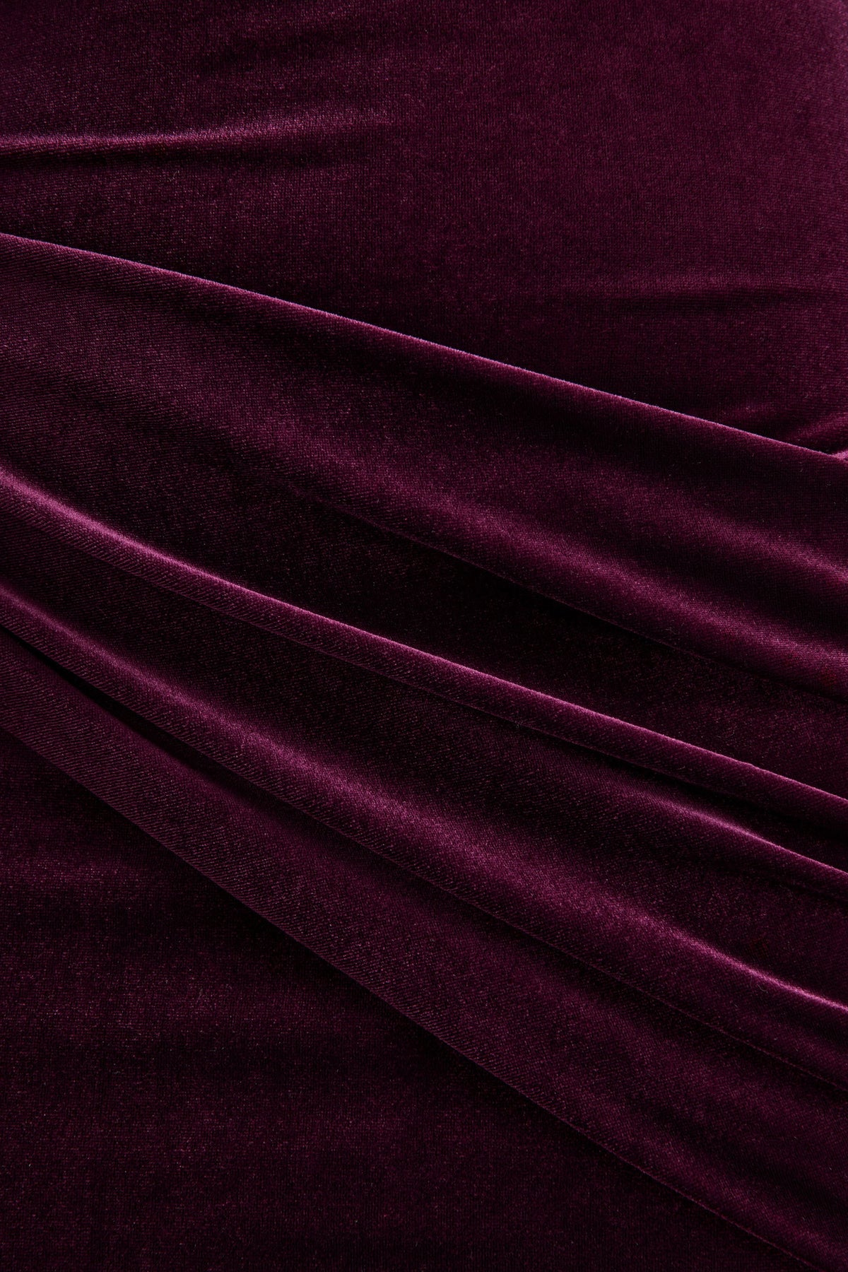 Cambria | Plum Velvet High-Neck Maxi Dress With Draped-Detailing