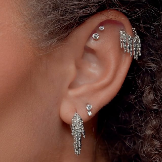Invisible Set Diamond Dangle Threaded Stud Earring