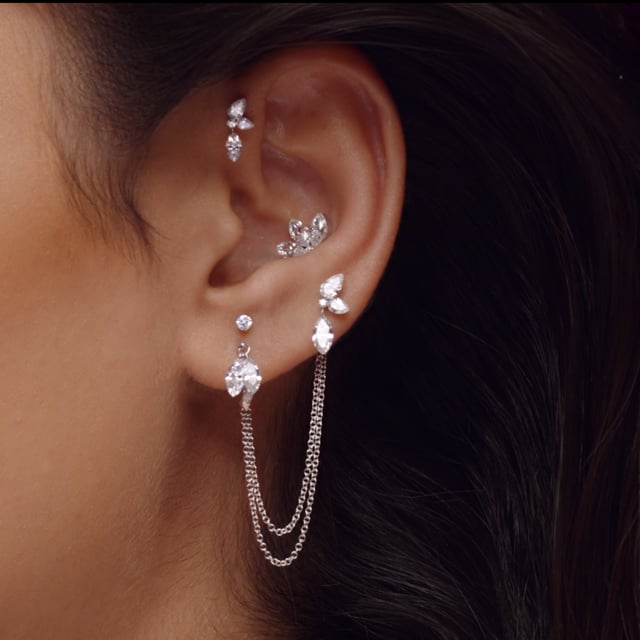 Invisible Set Diamond Threaded Stud Earring