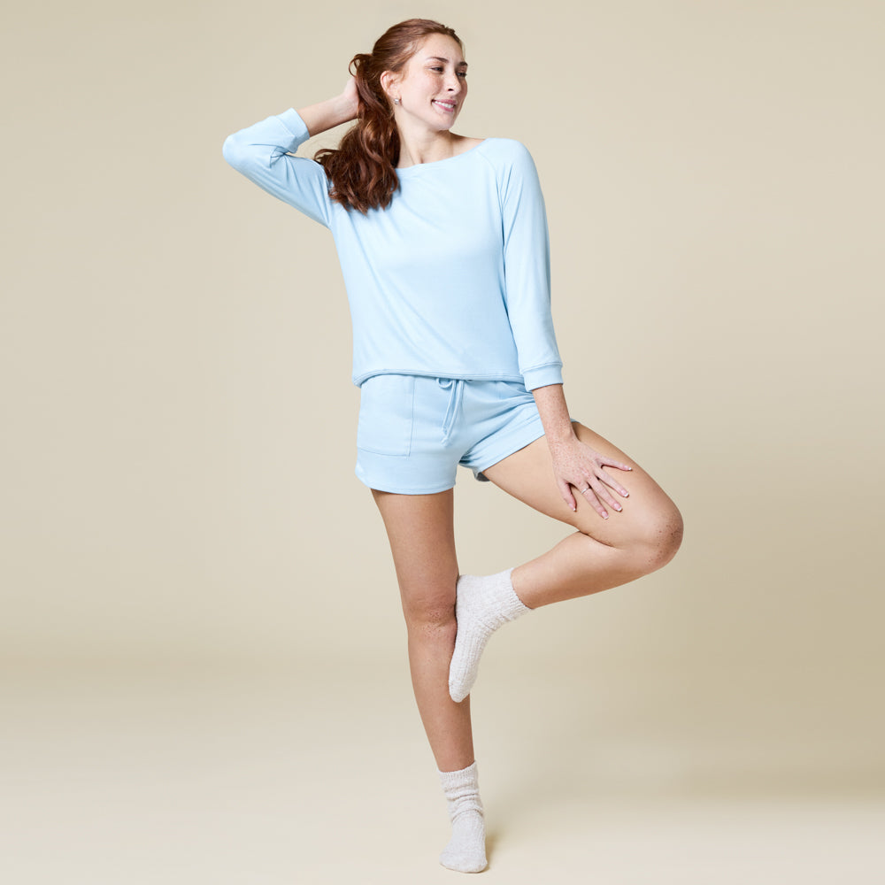 Dream 3/4 Sleeve Boat Neck Top and Short Set