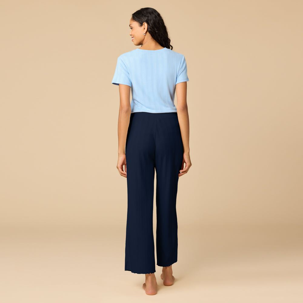 Pointelle Cropped Pant with Lettuce Edge