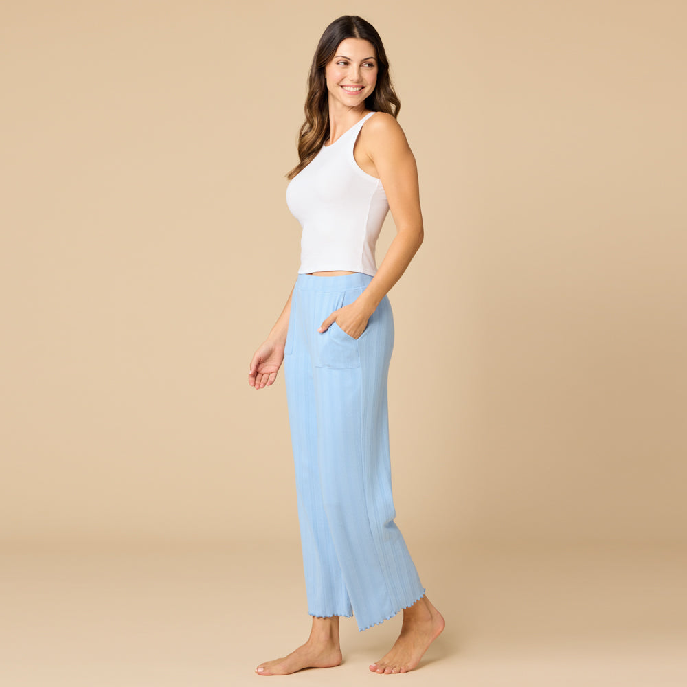 Pointelle Cropped Pant with Lettuce Edge