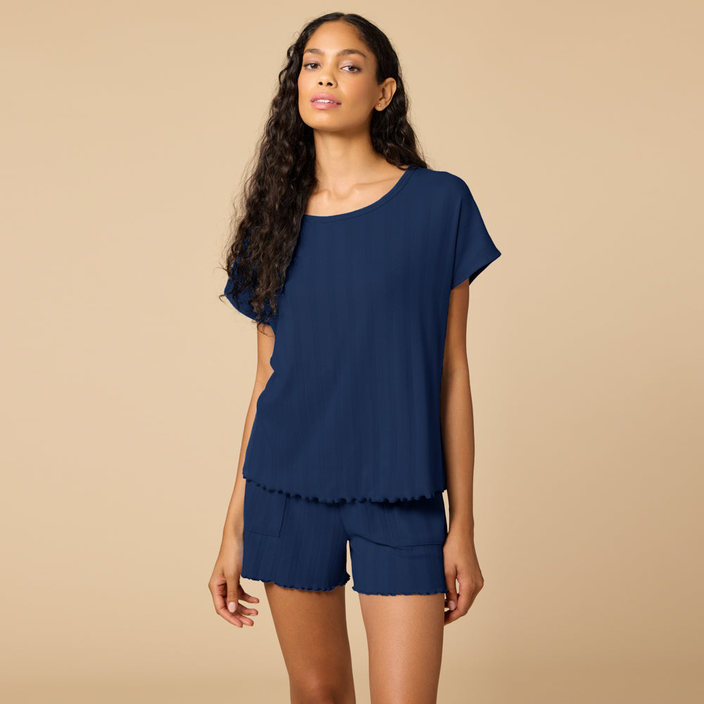Pointelle Slouchy Tee with Lettuce Edge