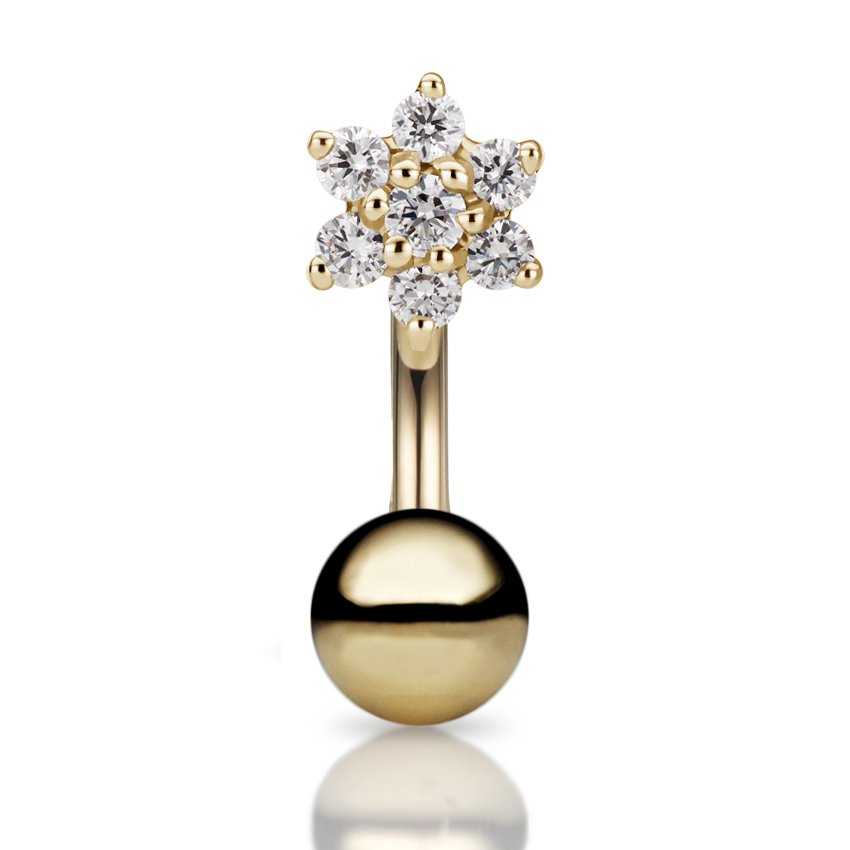 Diamond Flower and Ball Rook Barbell