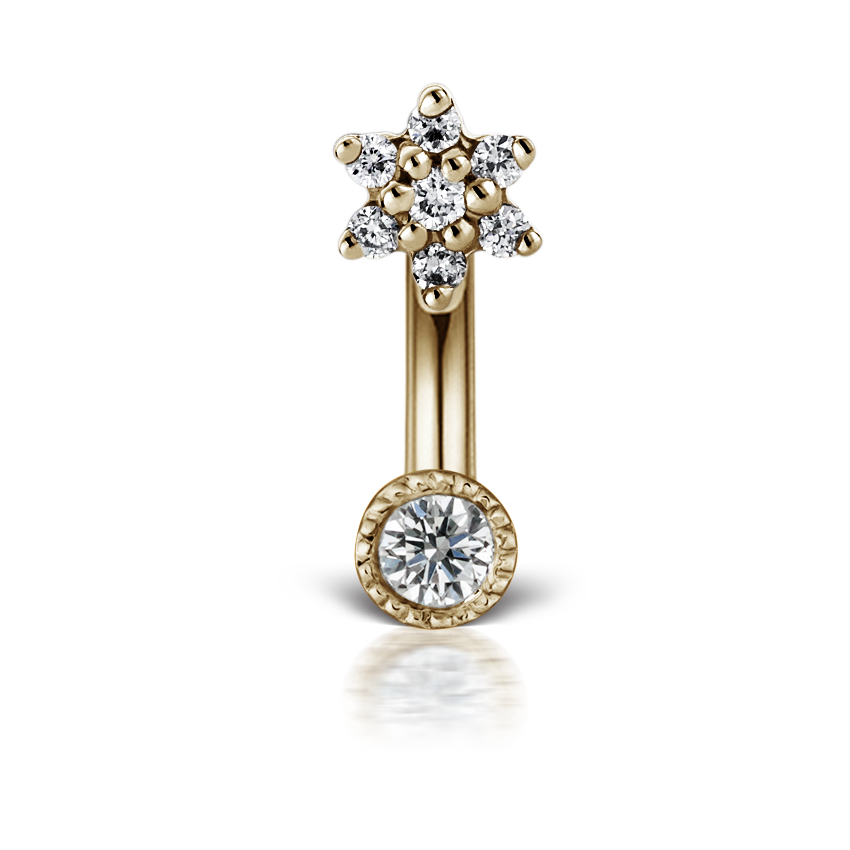 Diamond Flower and Scallop Set Diamond Rook Barbell