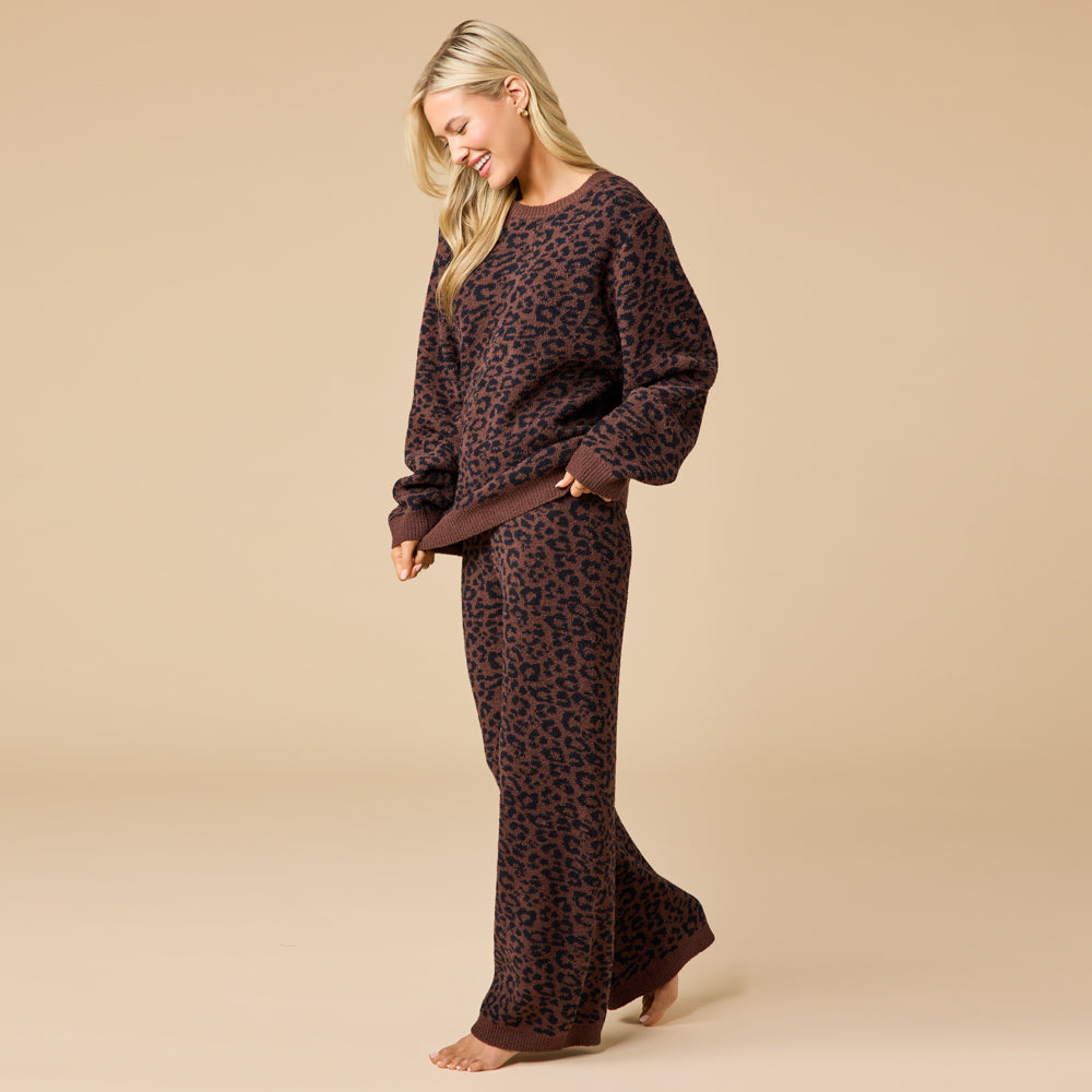 Leopard Marshmallow Crew Neck Lounge Set