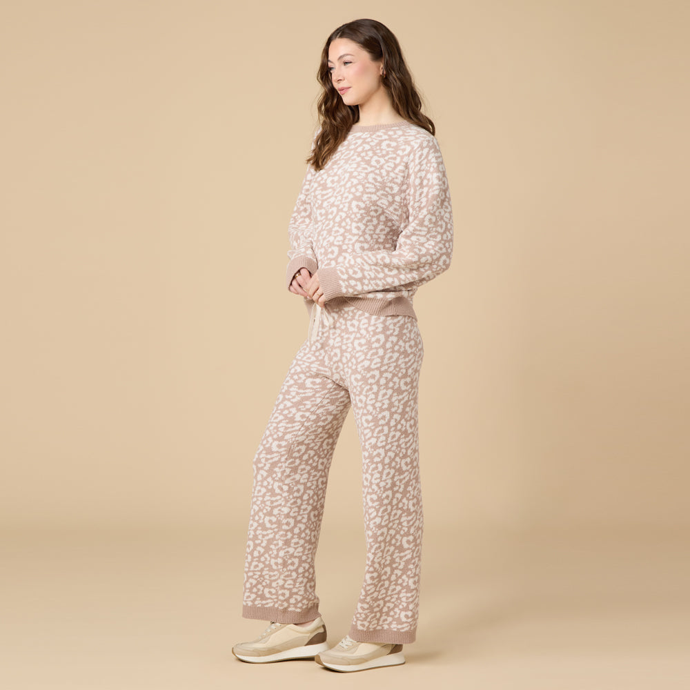Leopard Marshmallow Crew Neck Lounge Set