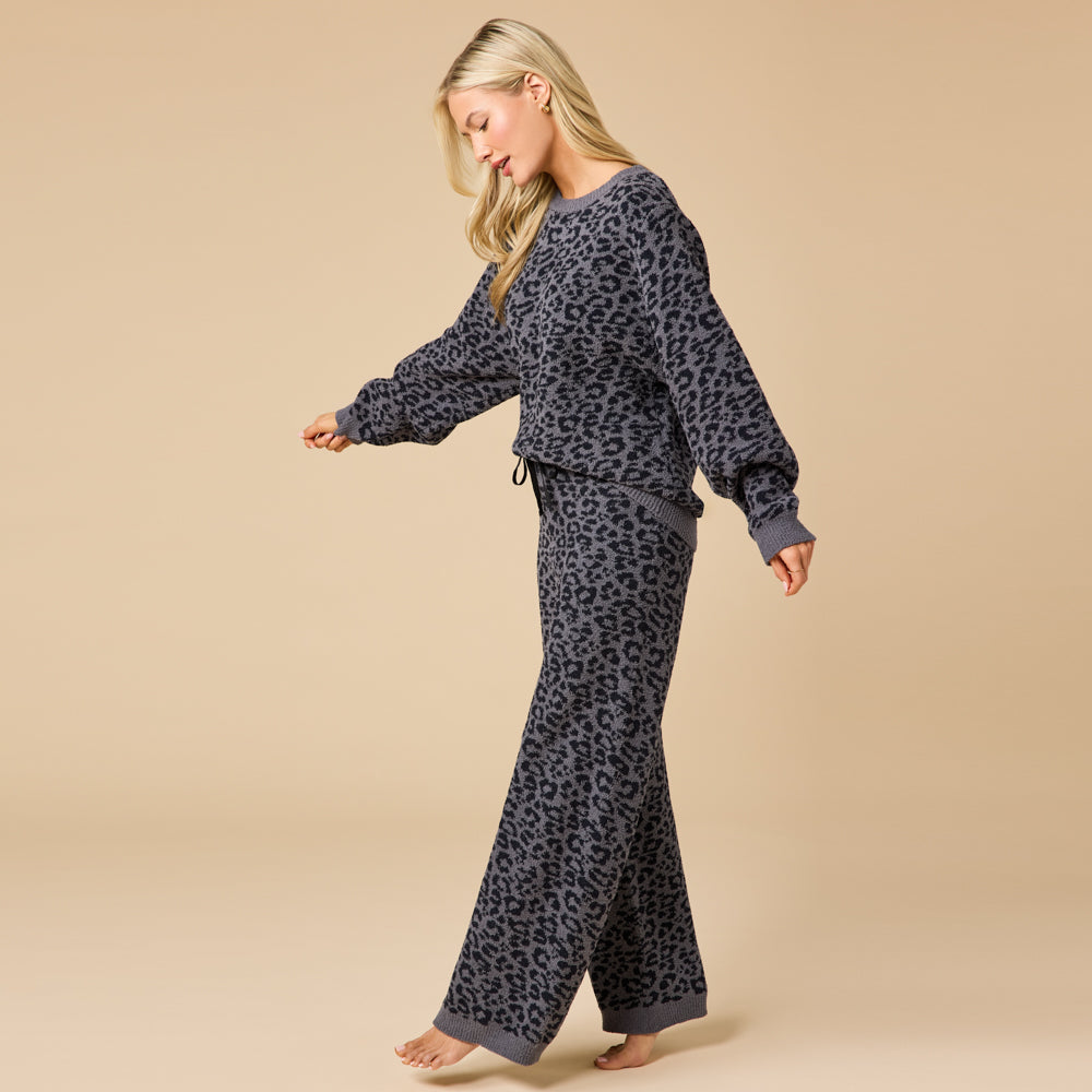 Leopard Marshmallow Crew Neck Lounge Set
