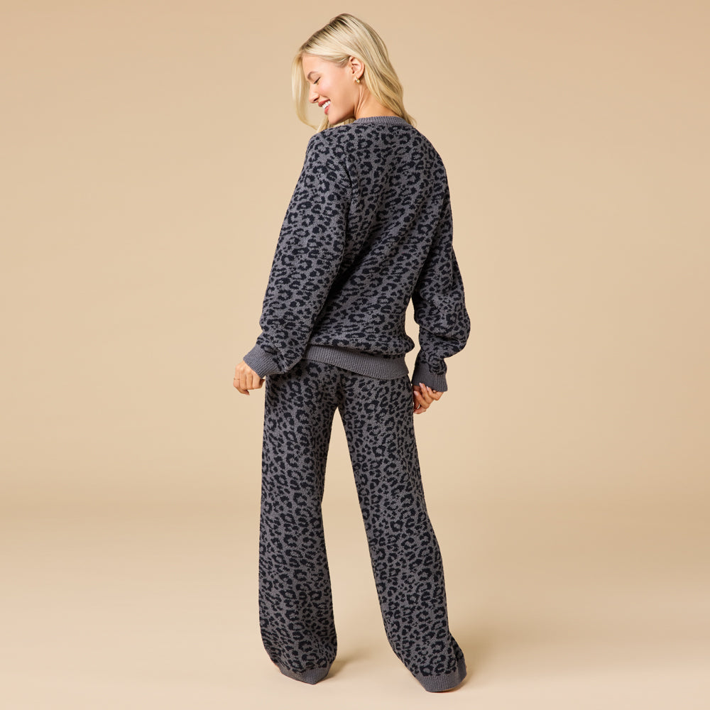 Leopard Marshmallow Crew Neck Lounge Set