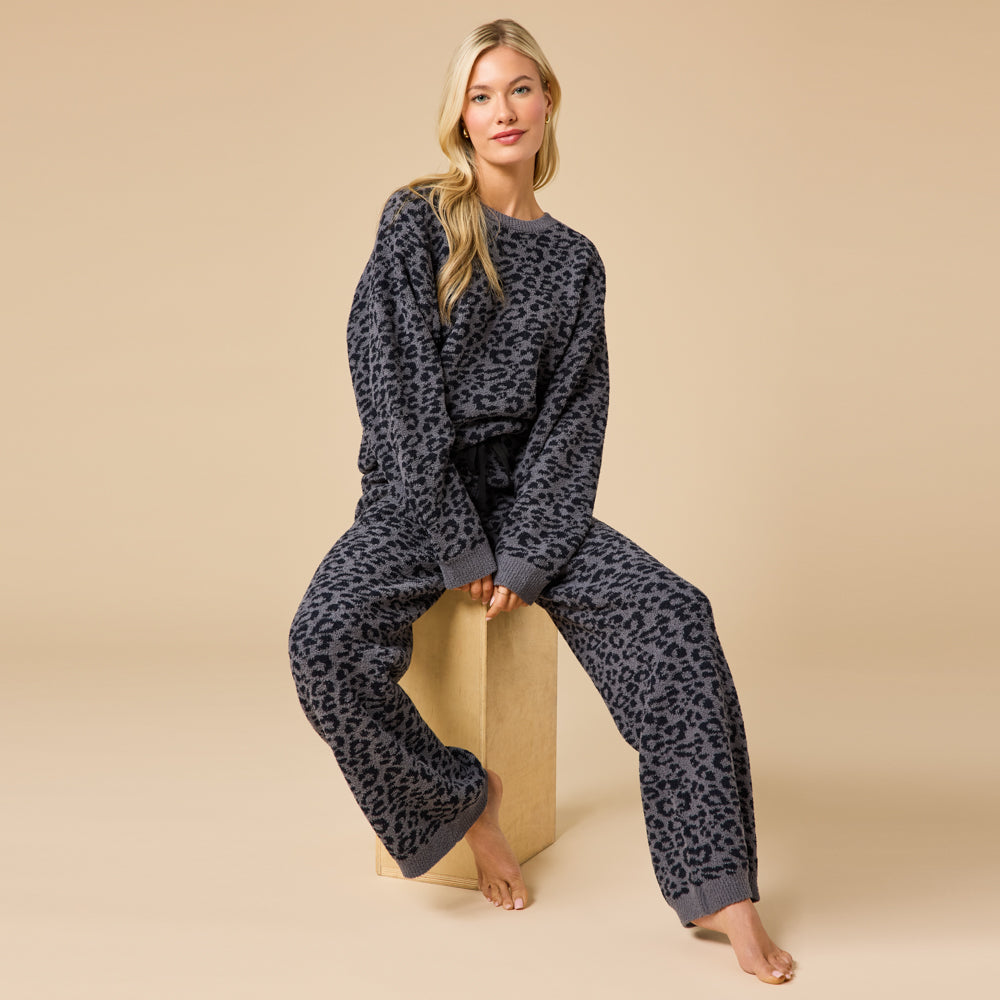 Leopard Marshmallow Crew Neck Lounge Set
