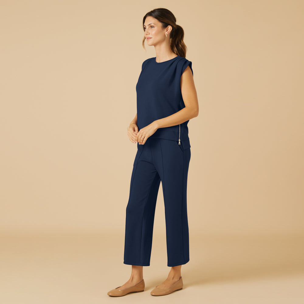 DreamTech Pleated Shoulder Tank with Cropped Pant