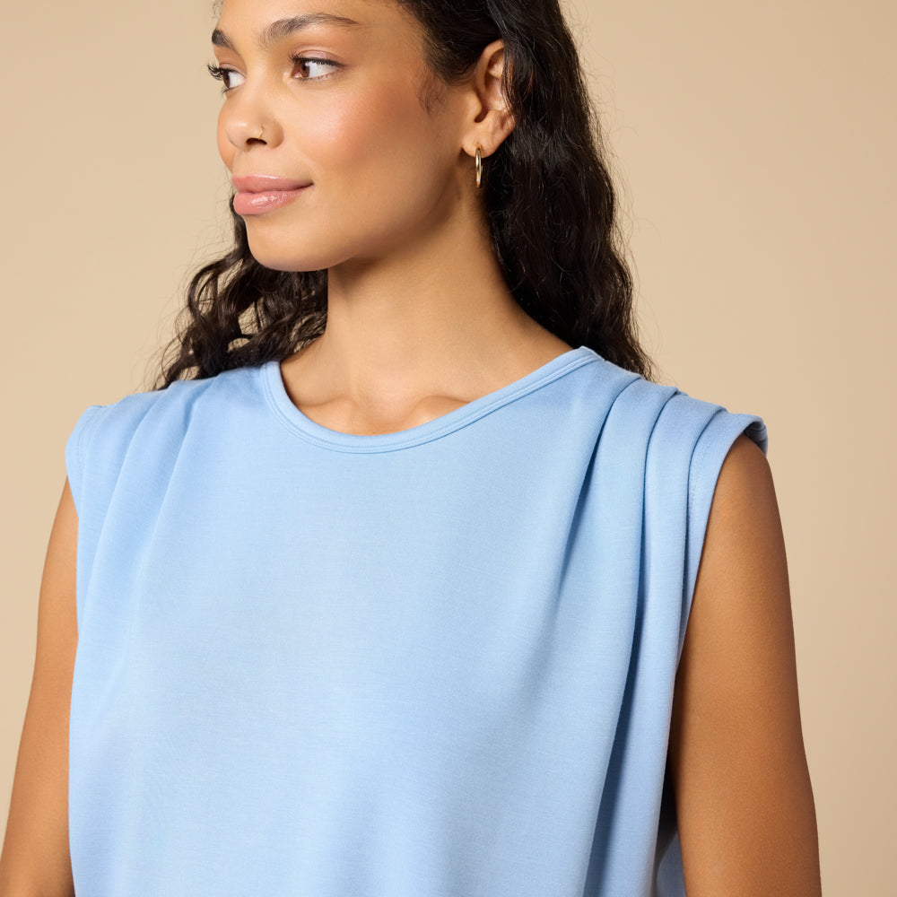 DreamTech Pleated Shoulder Tank with Cropped Pant