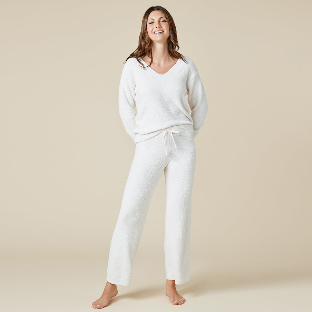 Solid Marshmallow V-Neck Lounge Set