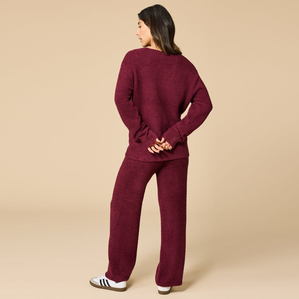 Solid Marshmallow V-Neck Lounge Set