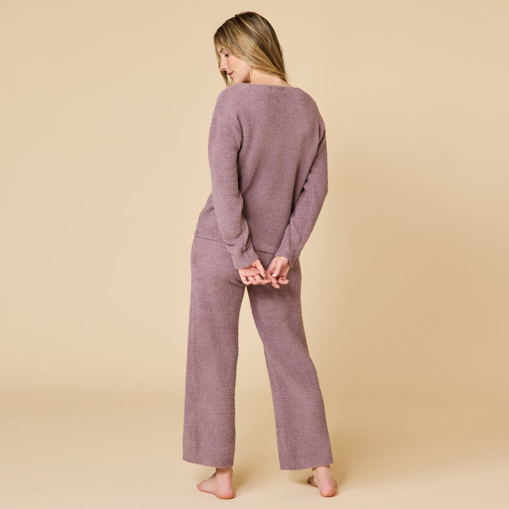 Solid Marshmallow V-Neck Lounge Set