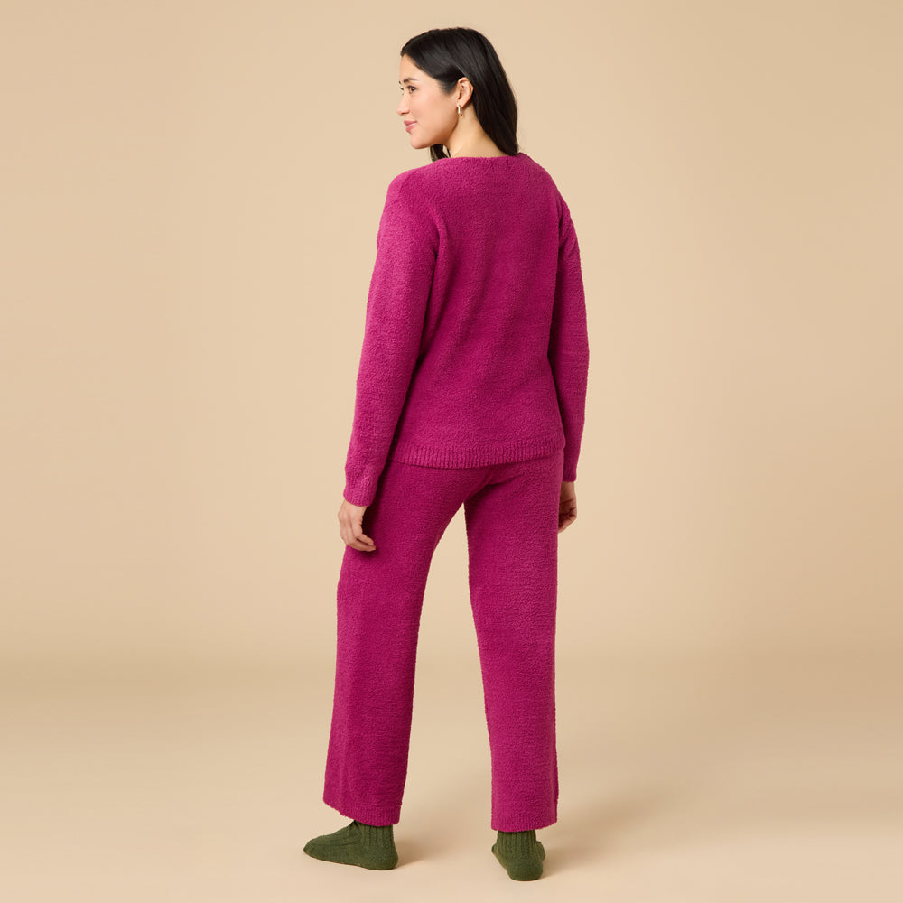 Solid Marshmallow V-Neck Lounge Set