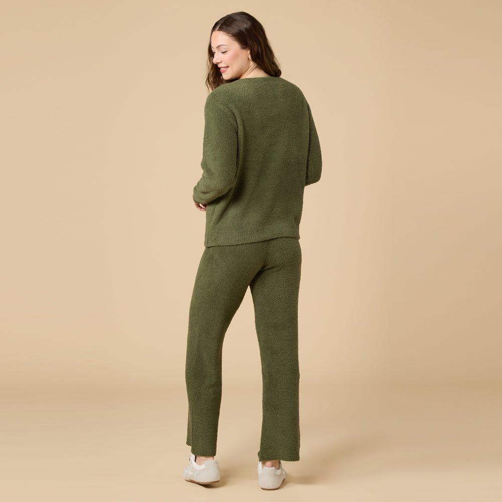 Solid Marshmallow V-Neck Lounge Set