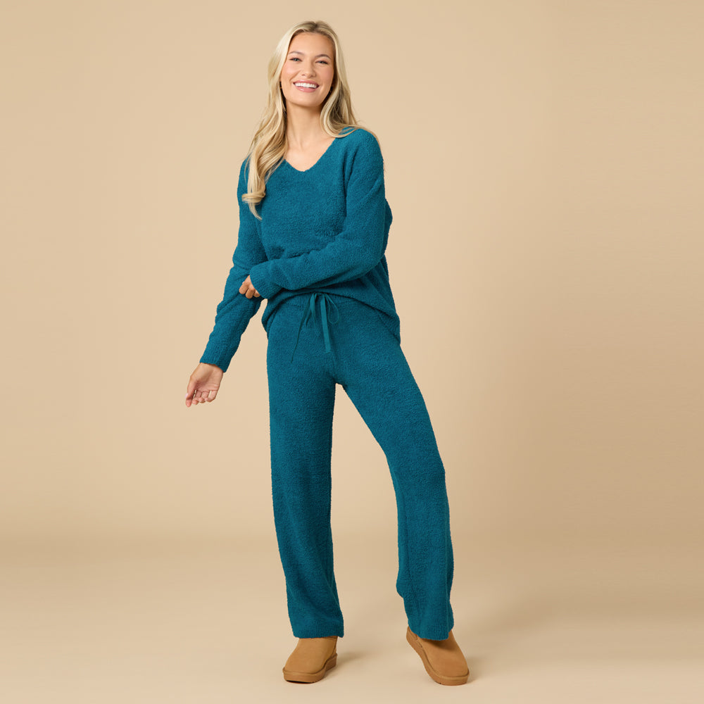 Solid Marshmallow V-Neck Lounge Set