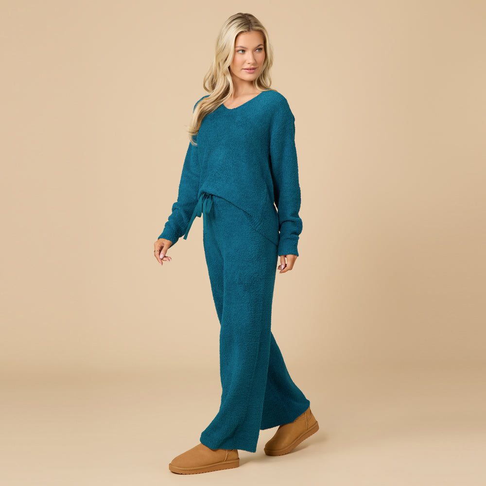 Solid Marshmallow V-Neck Lounge Set