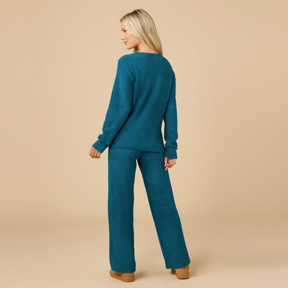 Solid Marshmallow V-Neck Lounge Set