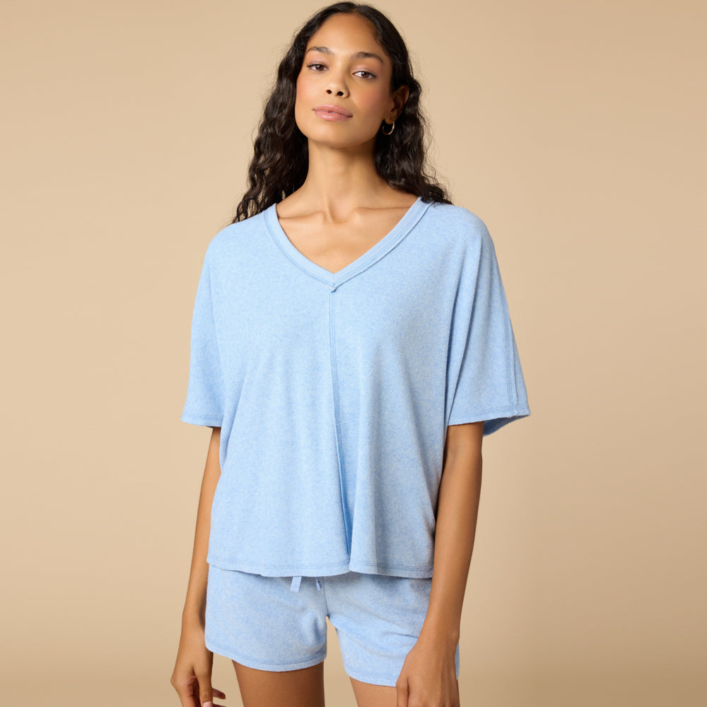 Terry Relaxed V-neck with Short Set