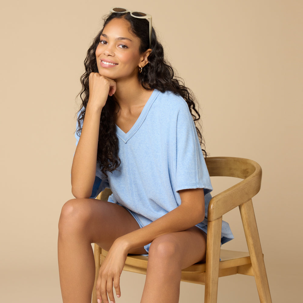 Terry Relaxed V-neck with Short Set