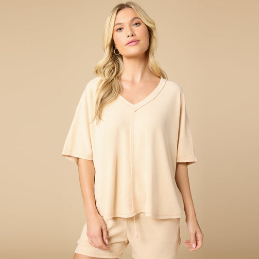 Terry Relaxed V-neck with Short Set