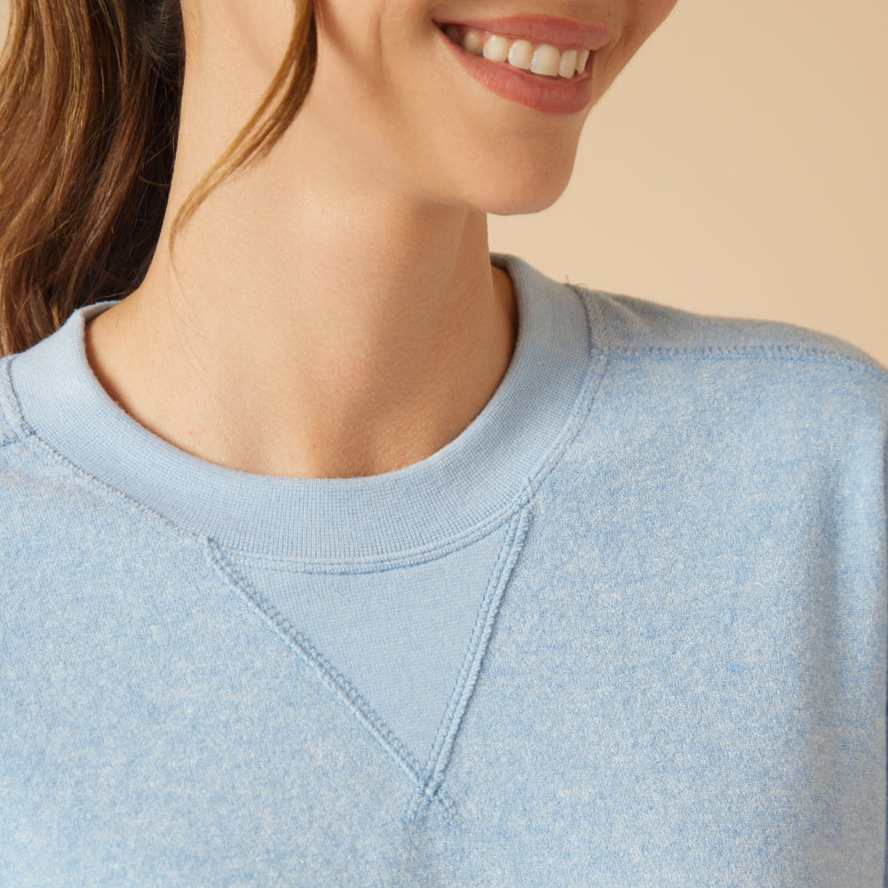 Terry Cropped Sleeve Crew Neck with Wide Leg Pant