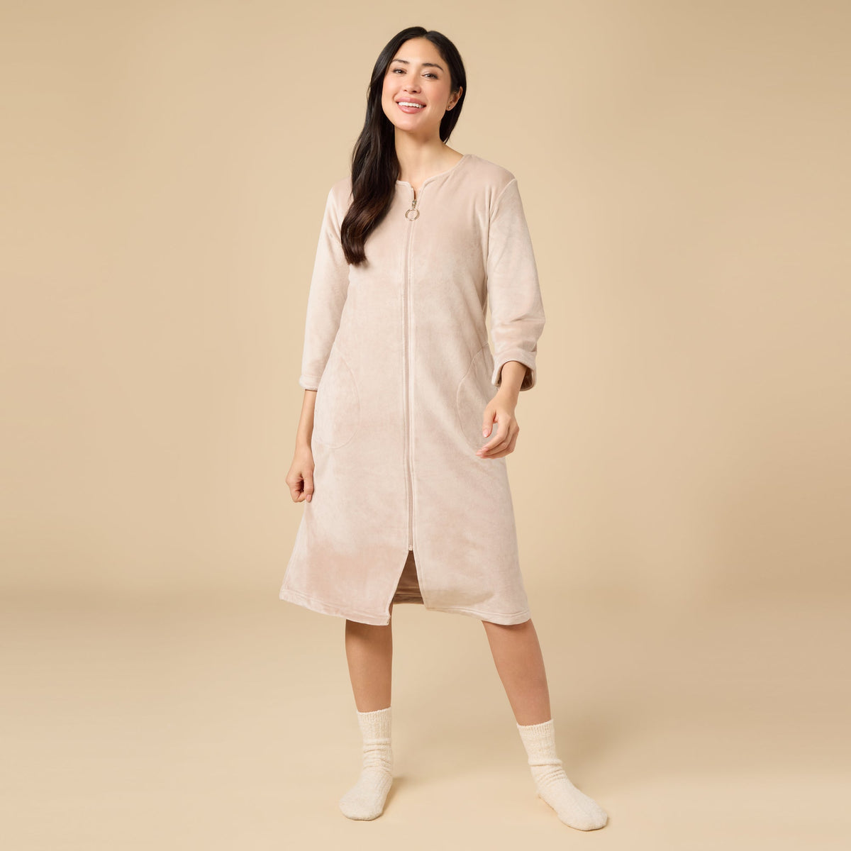 Serenity 42" 3/4 Sleeve Zip Robe