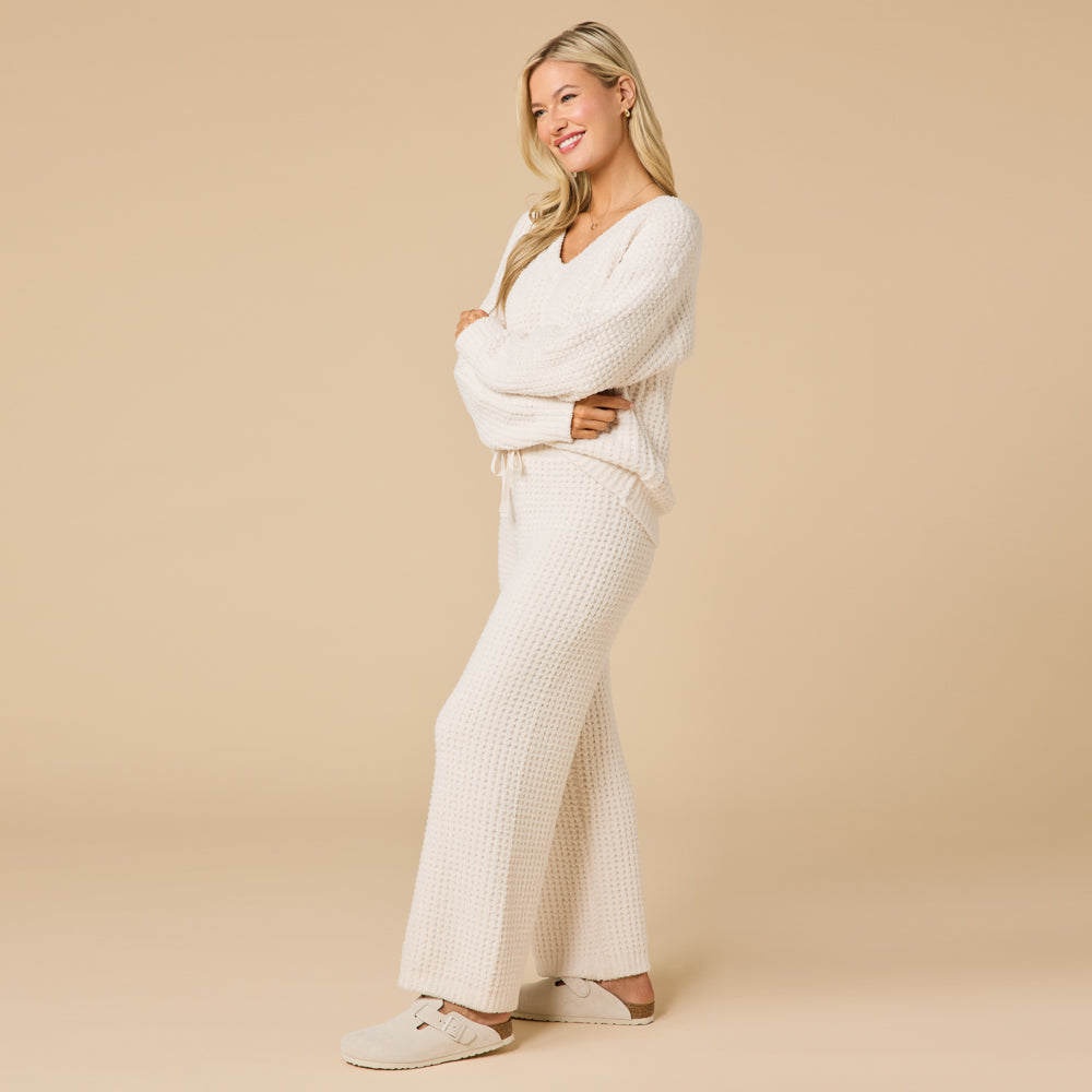 Waffle Knit Marshmallow V-Neck Lounge Set