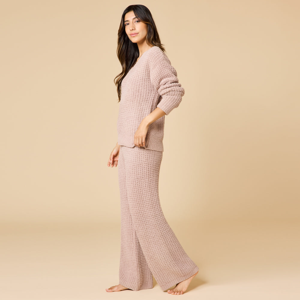 Waffle Knit Marshmallow V-Neck Lounge Set