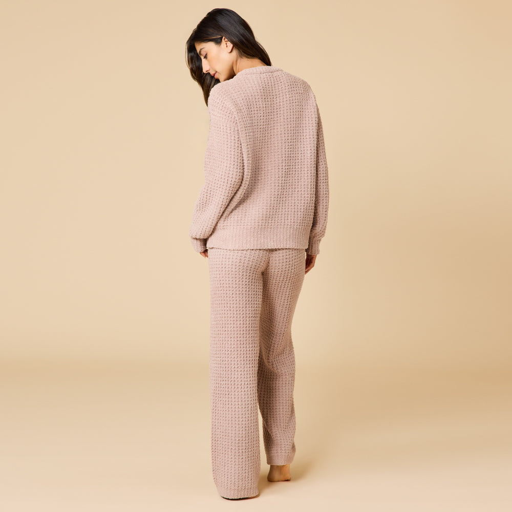 Waffle Knit Marshmallow V-Neck Lounge Set