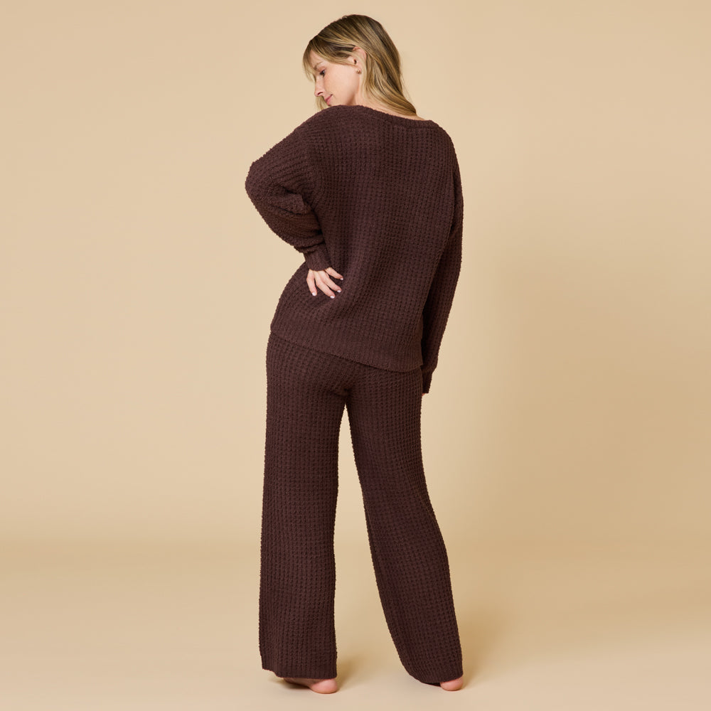 Waffle Knit Marshmallow V-Neck Lounge Set