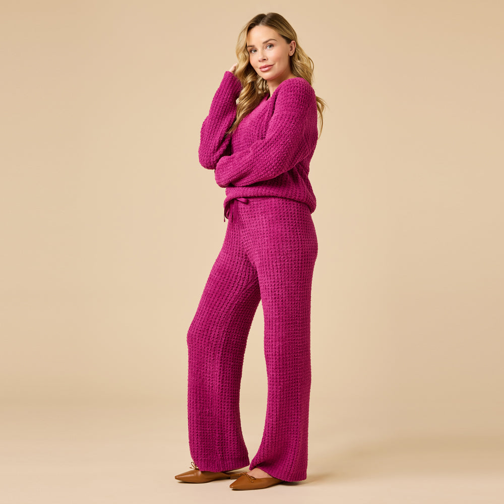 Waffle Knit Marshmallow V-Neck Lounge Set