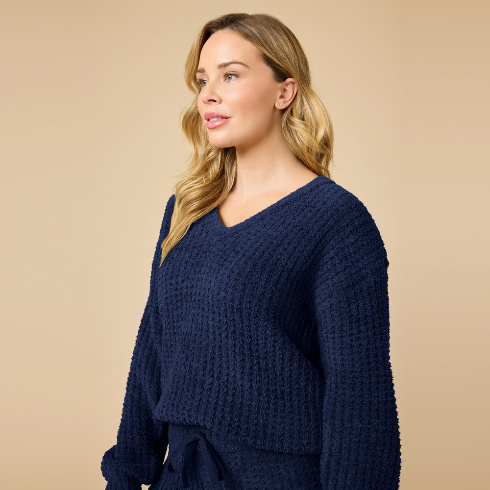 Waffle Knit Marshmallow V-Neck Lounge Set