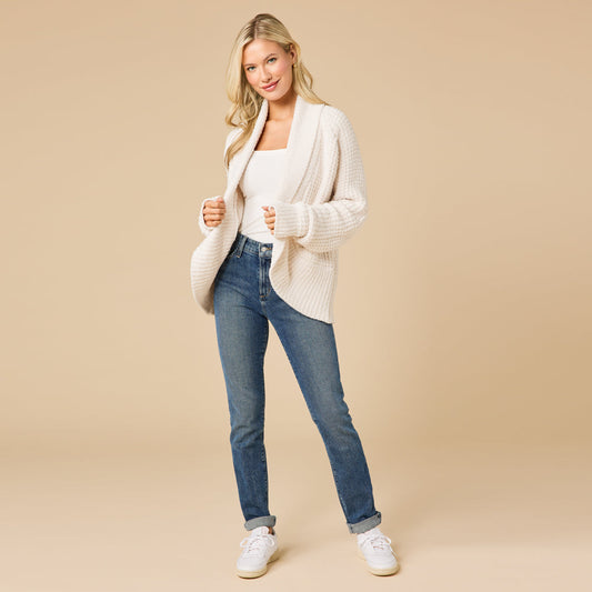Waffle Marshmallow Cocoon Cardigan