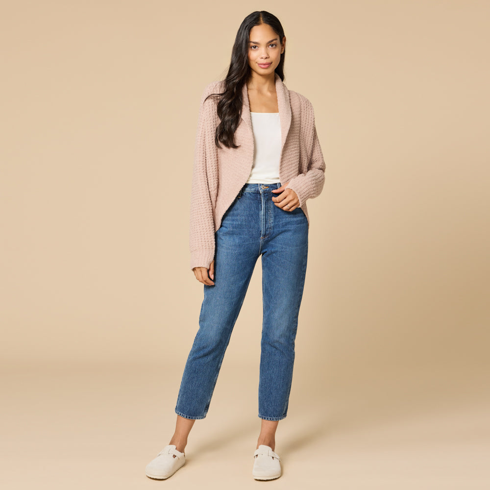 Waffle Marshmallow Cocoon Cardigan