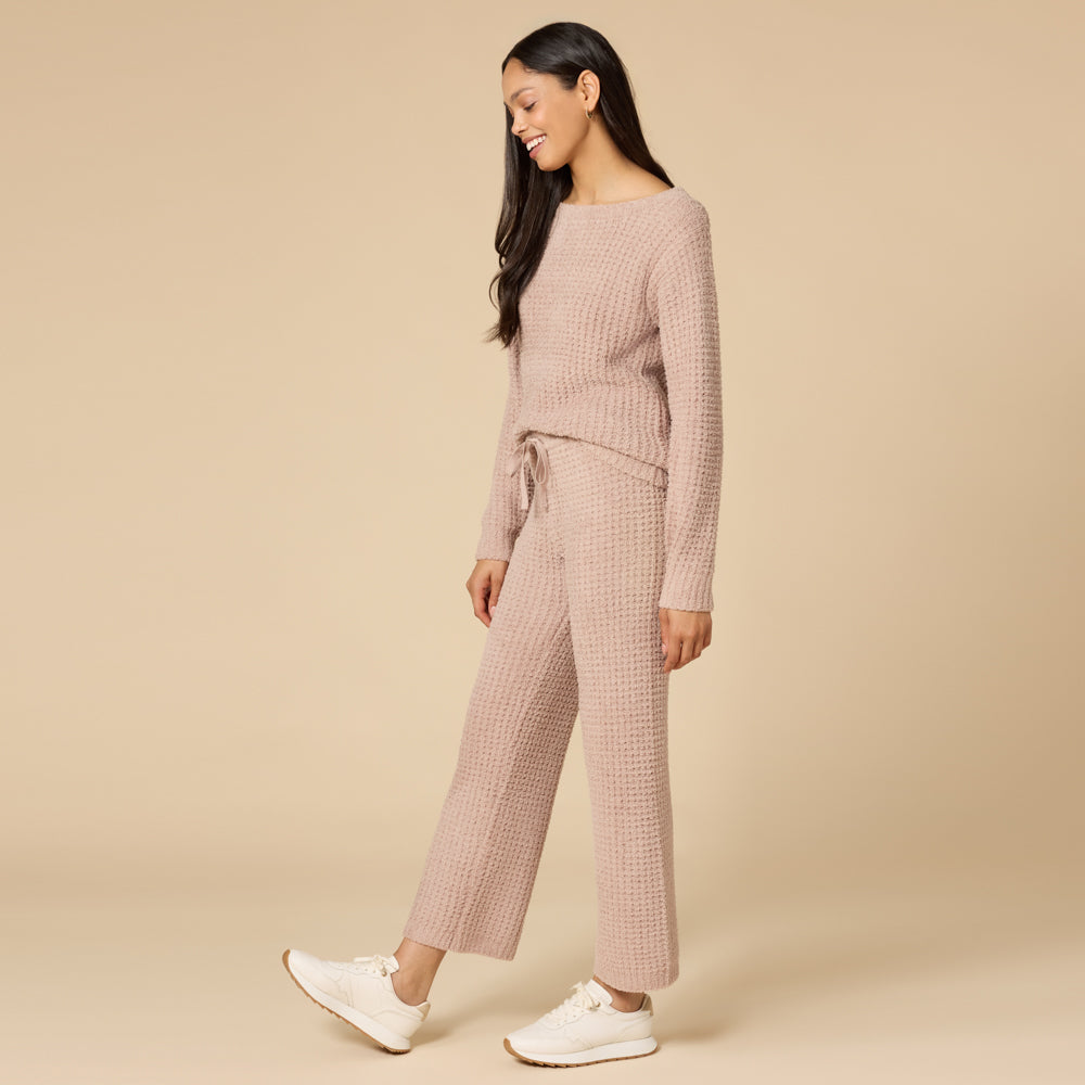 Waffle Knit Marshmallow Boatneck Lounge Set