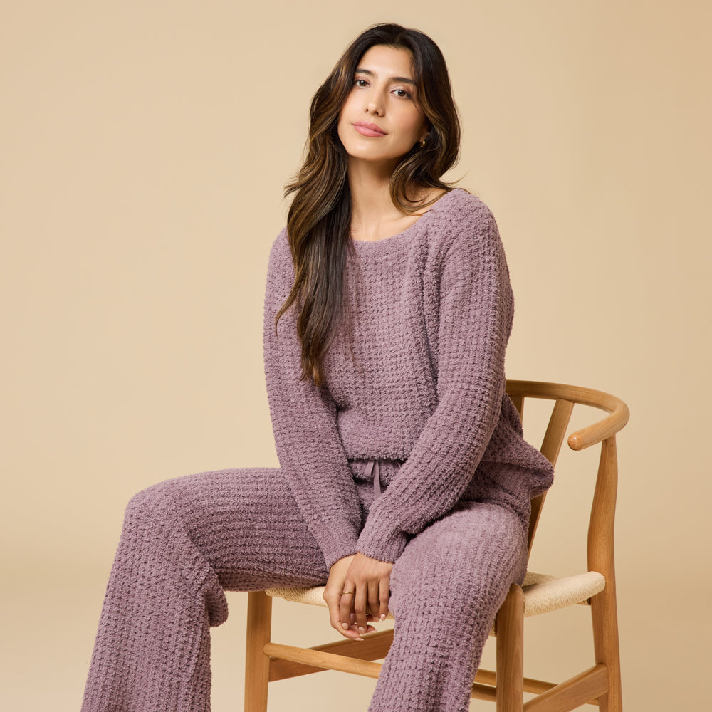 Waffle Knit Marshmallow Boatneck Lounge Set