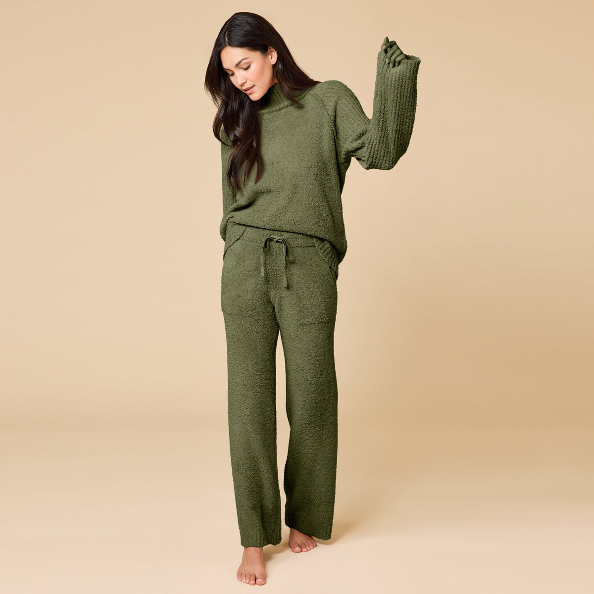 Marshmallow Rib Mock Neck with Long Pant
