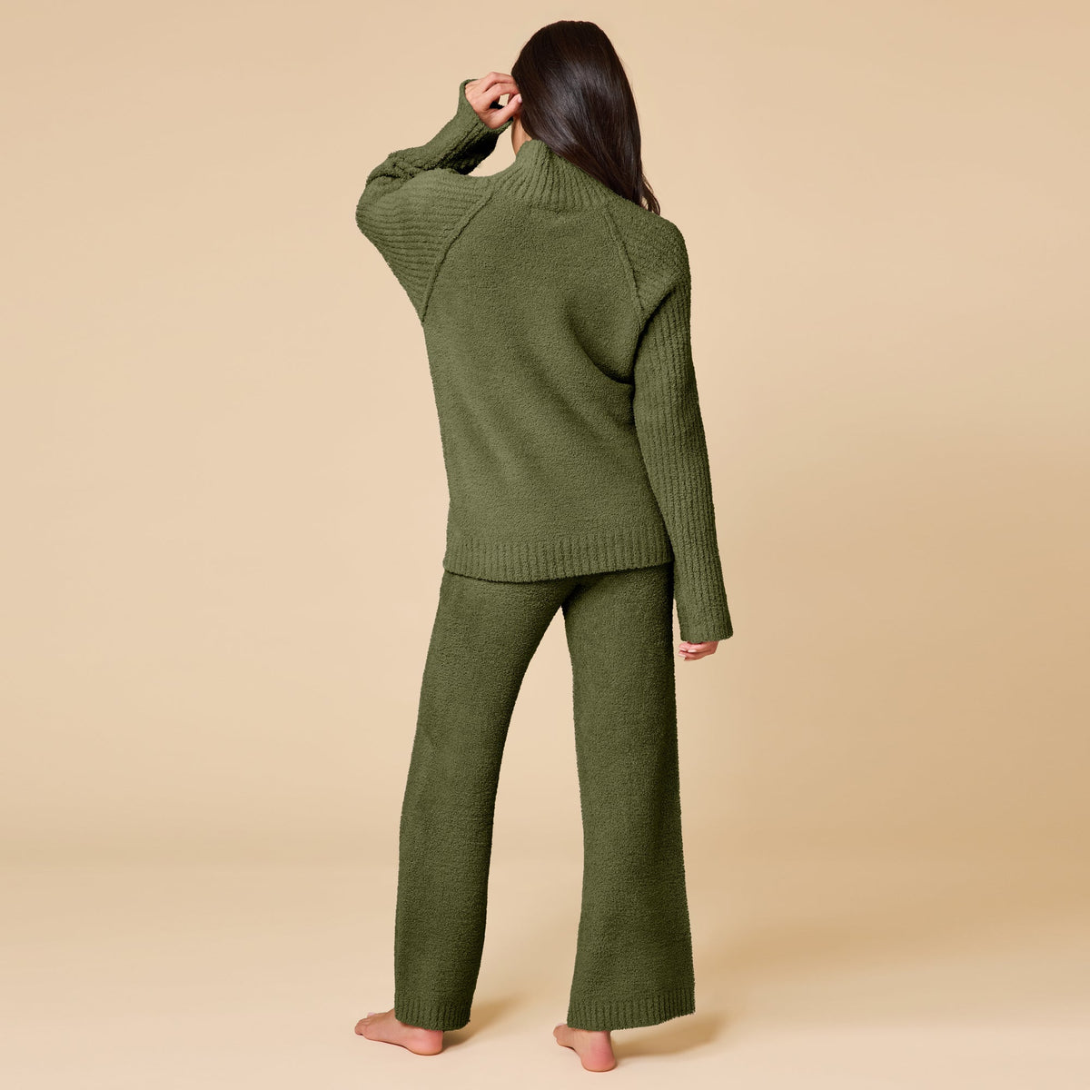 Marshmallow Rib Mock Neck with Long Pant
