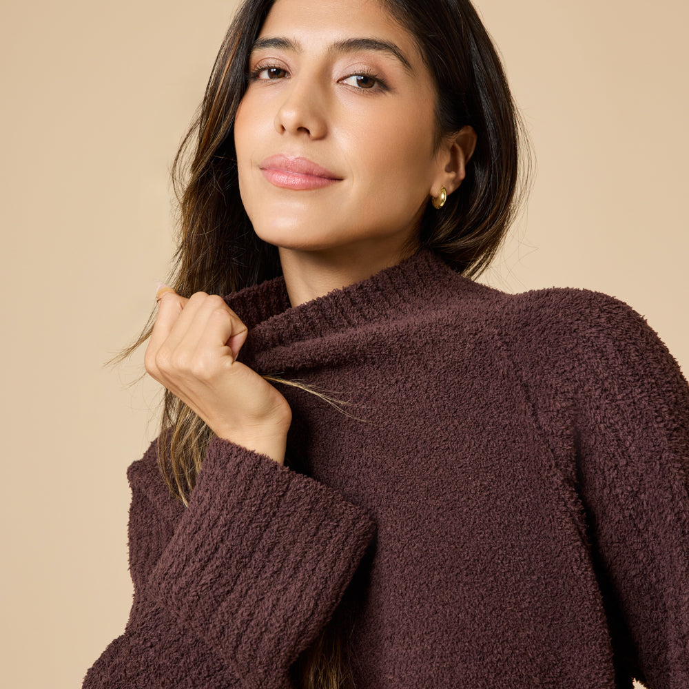 Marshmallow Rib Mock Neck with Long Pant
