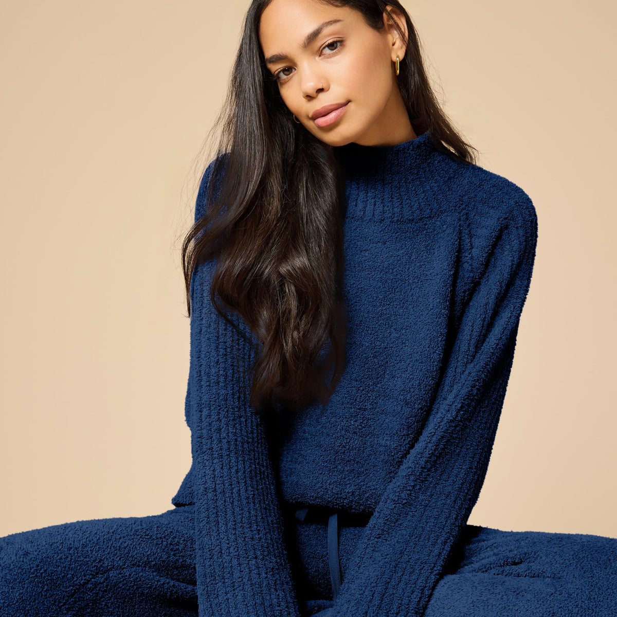 Marshmallow Rib Mock Neck with Long Pant