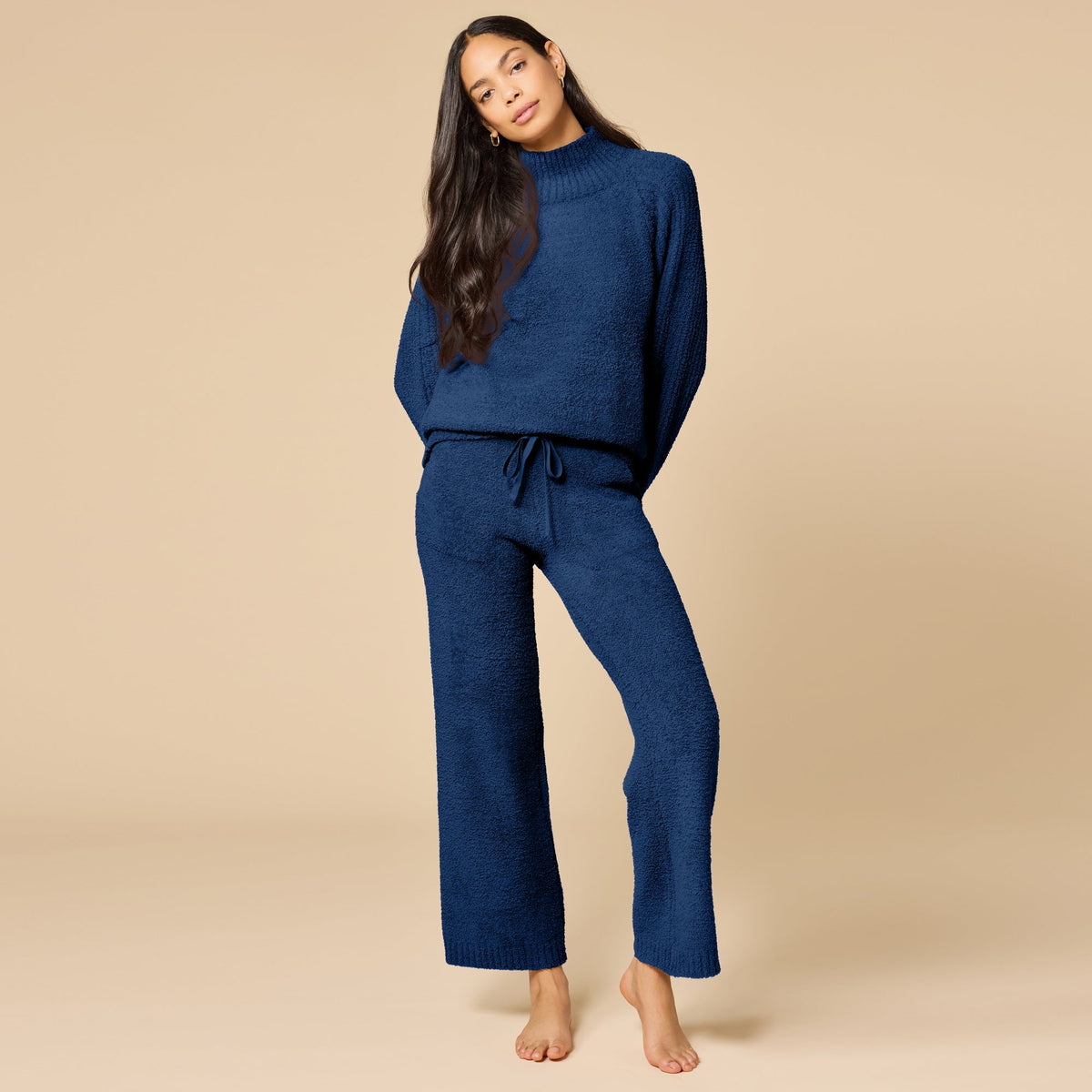 Marshmallow Rib Mock Neck with Long Pant