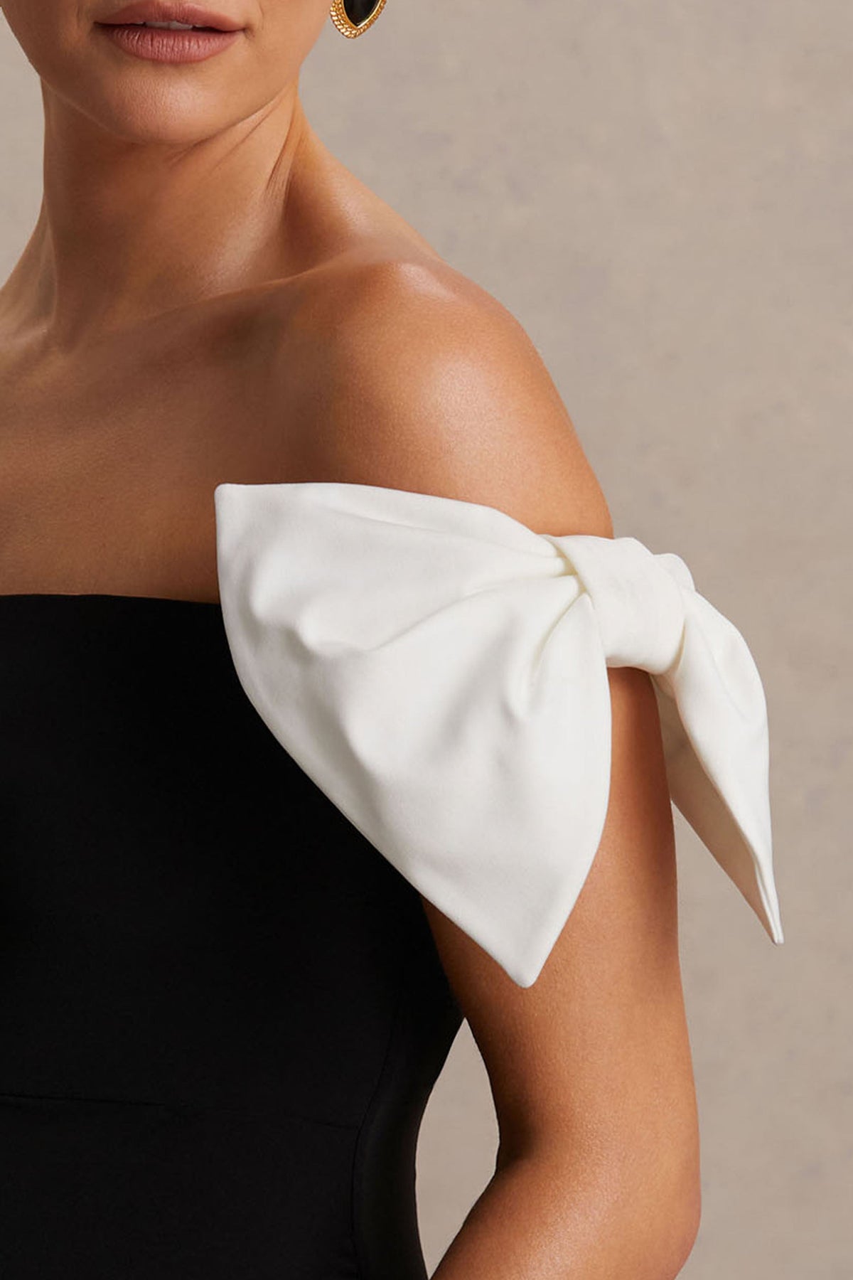 Didi | Monochrome Jersey Bardot Short Sleeve Maternity Maxi Dress With Bow Detailing