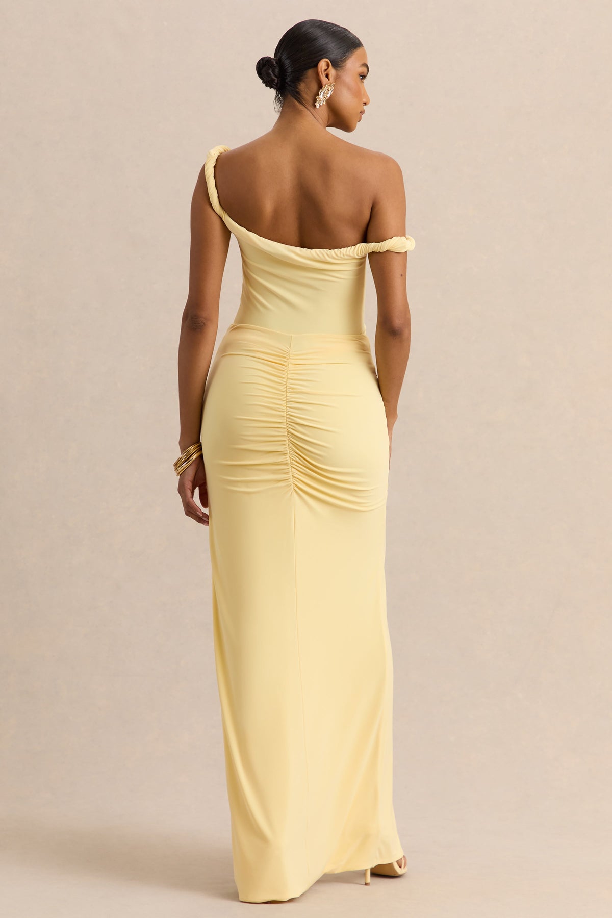 Idris | Lemon Twisted Waist Maxi Skirt With Front Split
